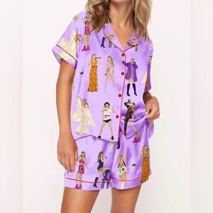 Taylor Swift Purple Silky print Pajama Set
